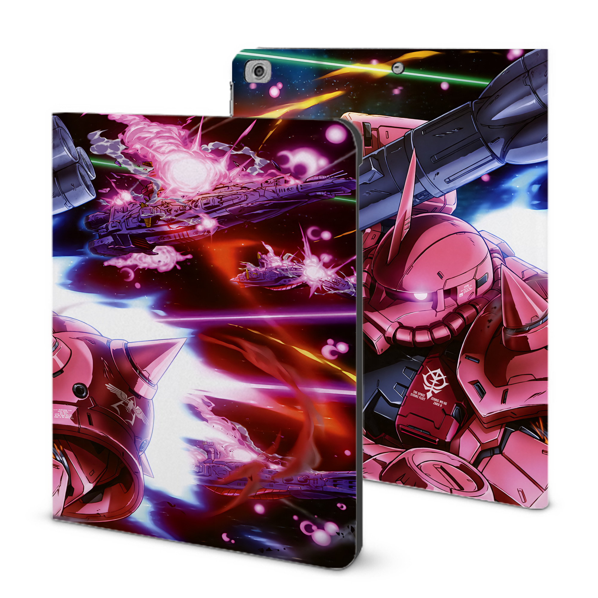 （画像用） 機動戦士ガンダム Mobile Suit Gundam IPad ケース ブック型 PUレザー TPU 耐衝撃 軽量 薄型 ペン収納なし 全面保護 IPad 各モデル対応